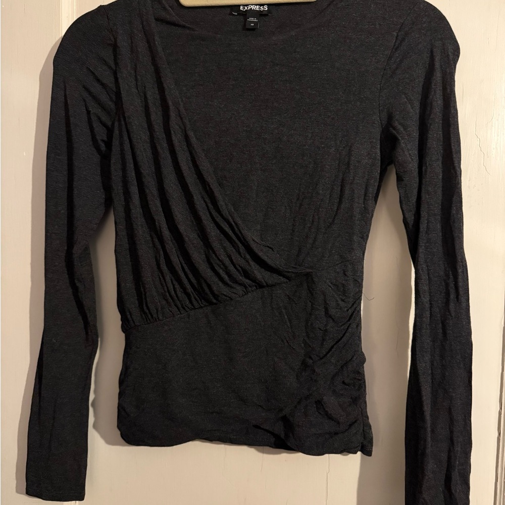 Express Charcoal Long Sleeve Women's Blouse NWOT